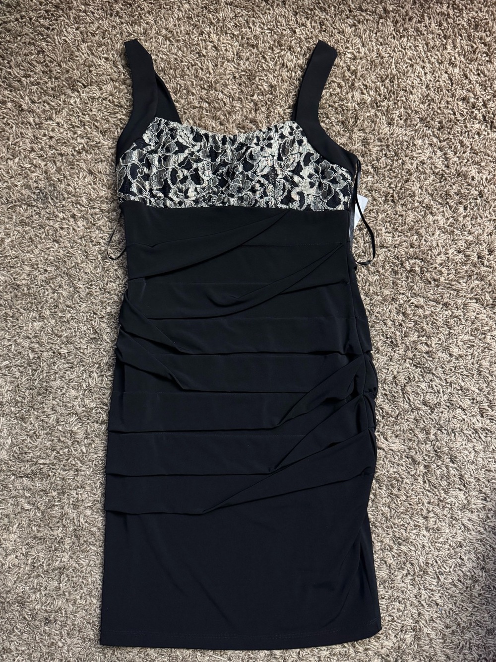 Valerie Bertinelli Black Dress with Cream Lace Bodice